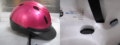 Damaged riding helmet