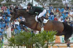 Silver medalist Rodrigo Pessoa with Rufus