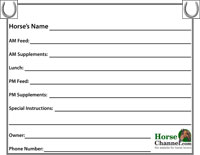 Pony Club Feed Chart