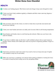 Seasonal Horse Care Checklist