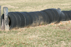 Tires can be used but make sure they're firmly held in place 