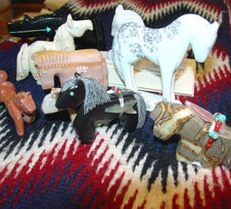 The Native American carvings of horses are also known as fetishes