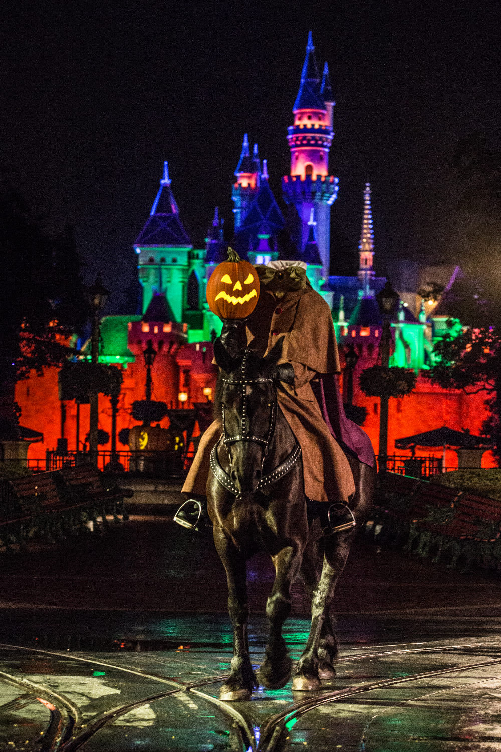 The Headless Horseman during a Halloween Disney event