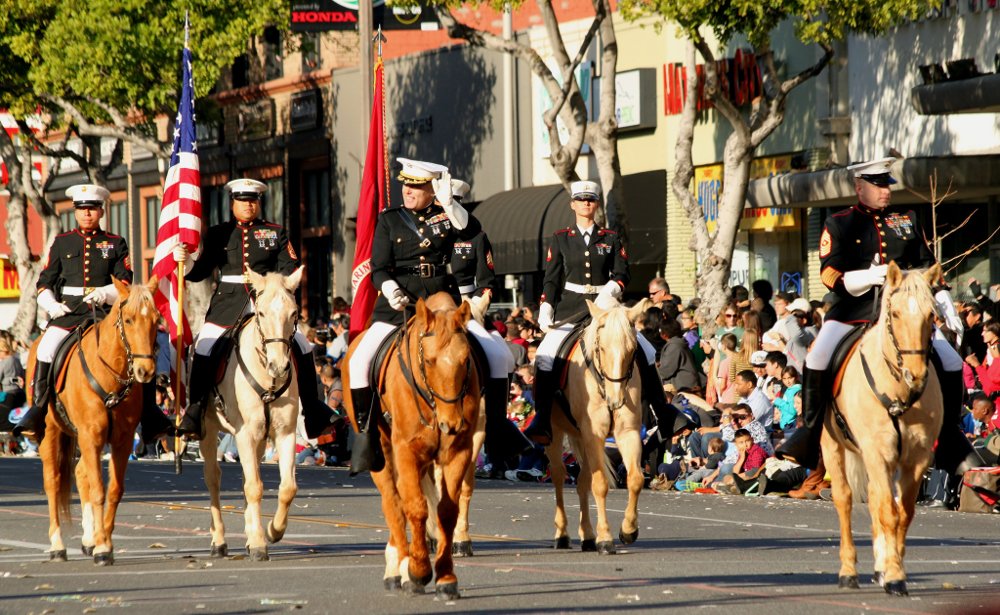 USMC Mounted Color Guard in Rose Parade