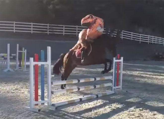 T-Rex Jumps a Horse