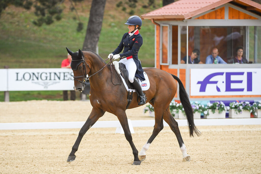 Laura Collett and London 52 (GBR) sat in first after the first day of dressage.