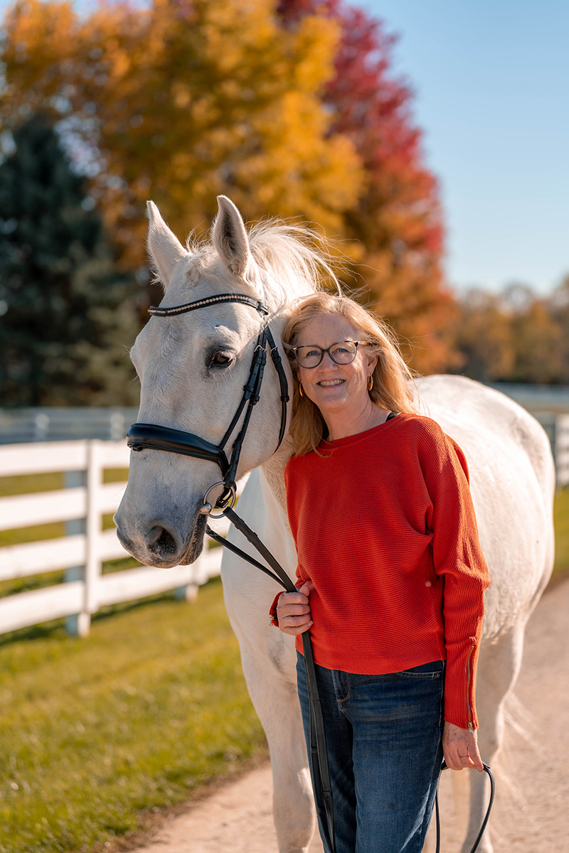 Barn Banter episode 39 guest, Linda Nelson, with her horse.