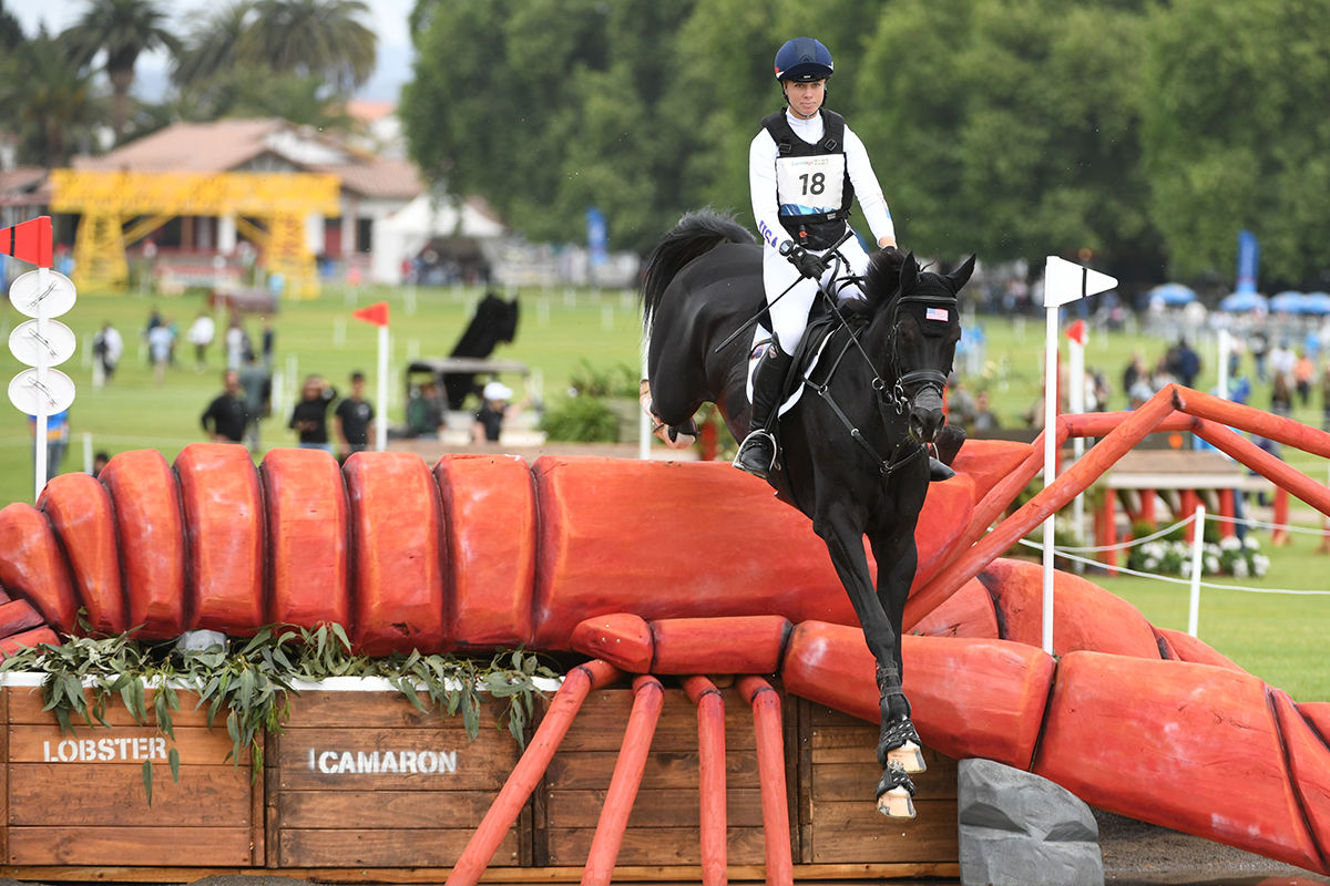 Caroline Pamukcu and HSH Blake on cross-country day at the Pan American Games