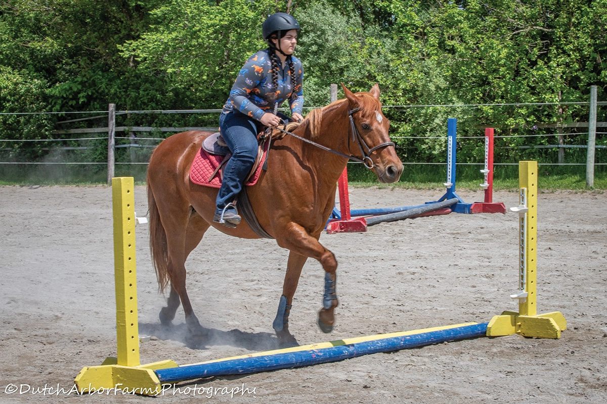 A young girl riding a horse at Detroit Horse Power.