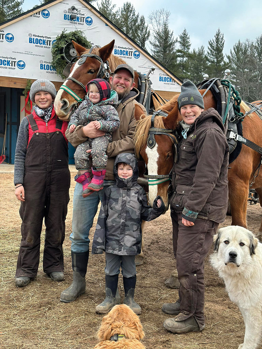 Erin and Jonathan Sharp, along with their children, who all pitch in to run the family sleigh ride business, Haven Pines.