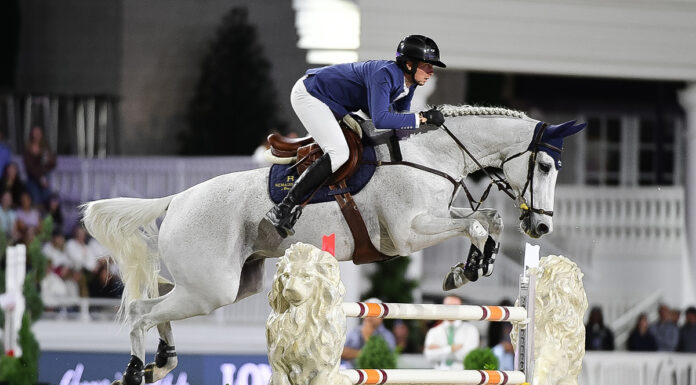 Martin Fuchs and Leoni Jei jumping at League of Nations Ocala