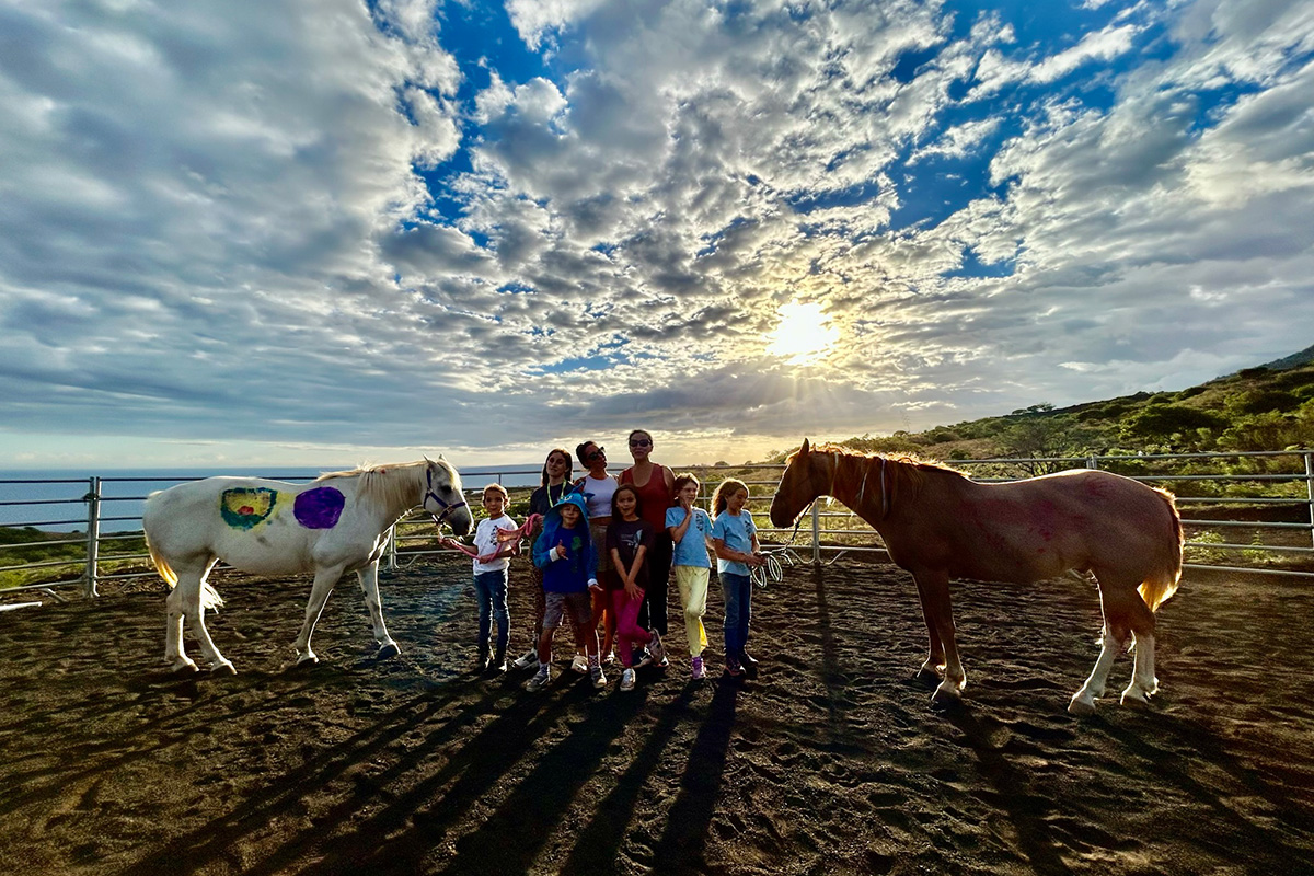 Victims of the Maui wildfires participating in equine assisted therapy at Spirit Horse Ranch