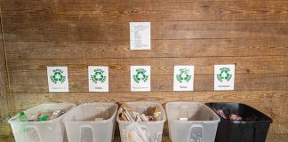 recycling station in barn
