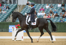 Tamie Smith riding Mai Baum in dressage at the 2023 Land Rover Kentucky Three-Day Event