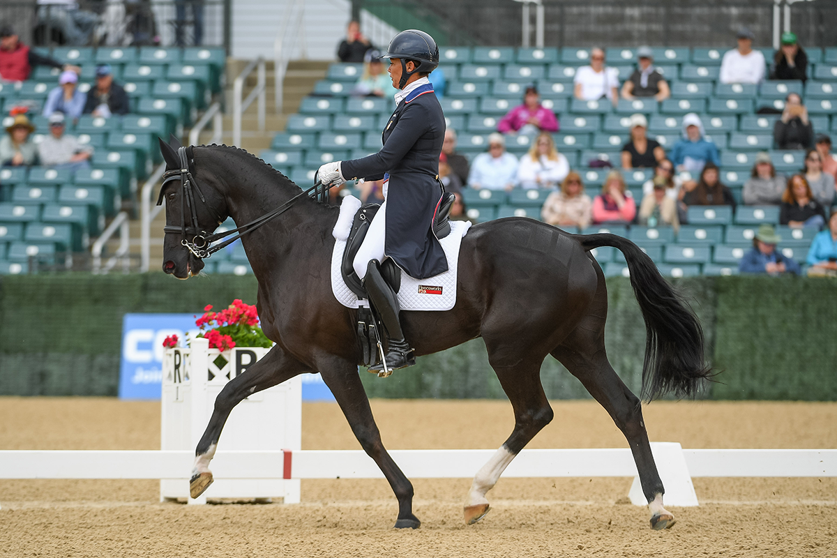 Tamie Smith riding Mai Baum in dressage at the 2023 Land Rover Kentucky Three-Day Event