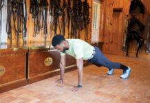 Assuming a high plank to perform push-ups.