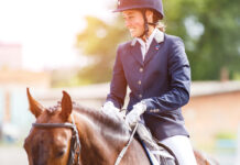An equestrian uses visualization strategy to calm her nerves at a horse show