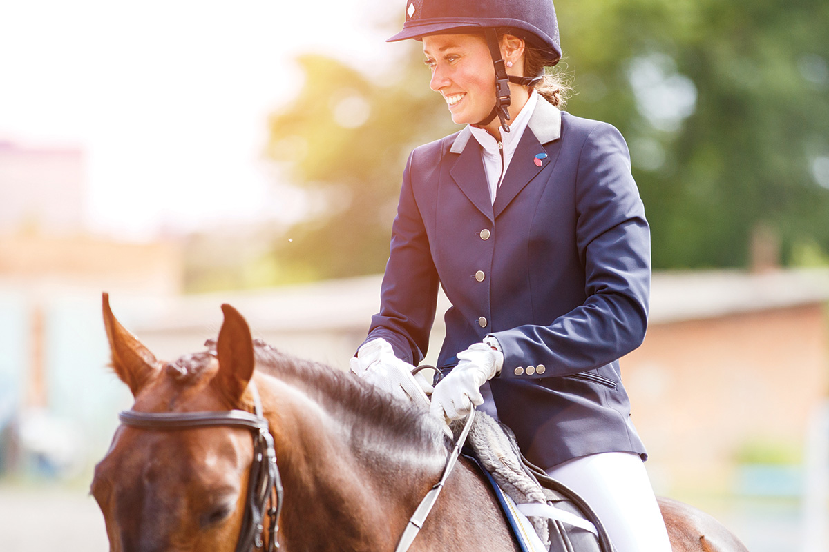 An equestrian uses visualization strategy to calm her nerves at a horse show