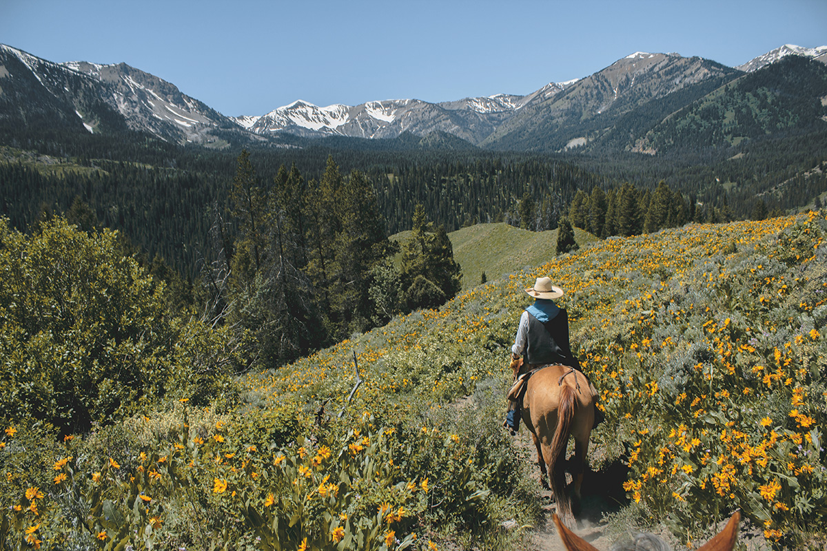 Trail riding in the mountains