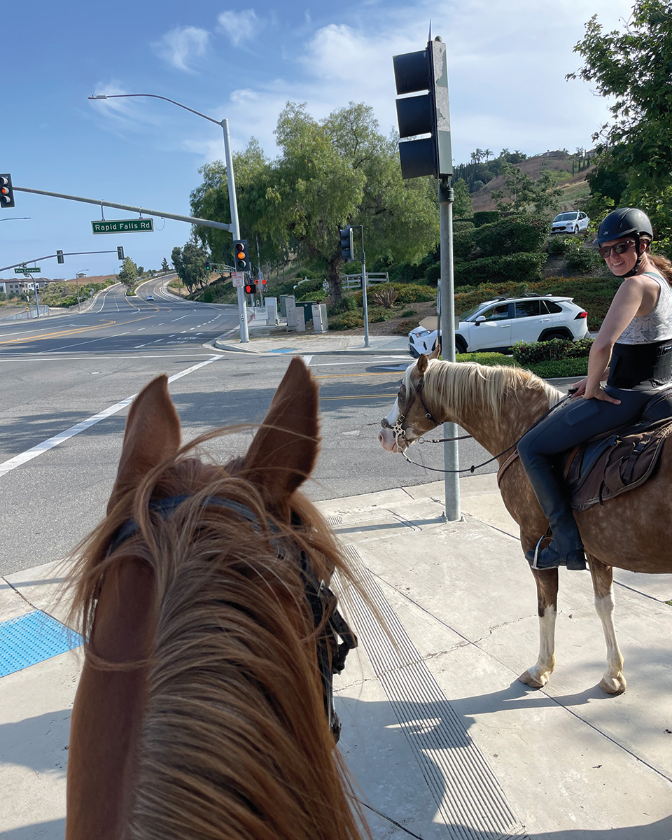 A perspective shot of urban trail riding.