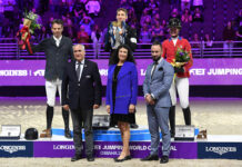 Vaulting and Show Jumping Wrap 2023 Omaha FEI World Cup Finals The awards podium for the 2023 Omaha FEI Longines World Cup Jumping Finals