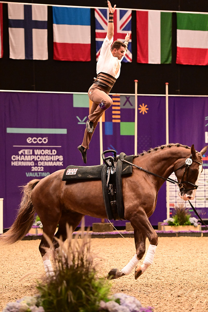 A man performs vaulting. This event will be an addition to the FEI World Cup Finals in Omaha this year.