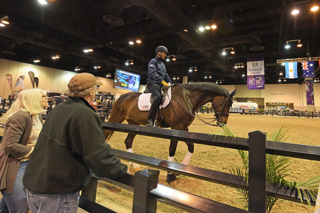 Steffen Peters in warmup ring at FEI World Cup Finals in Omaha