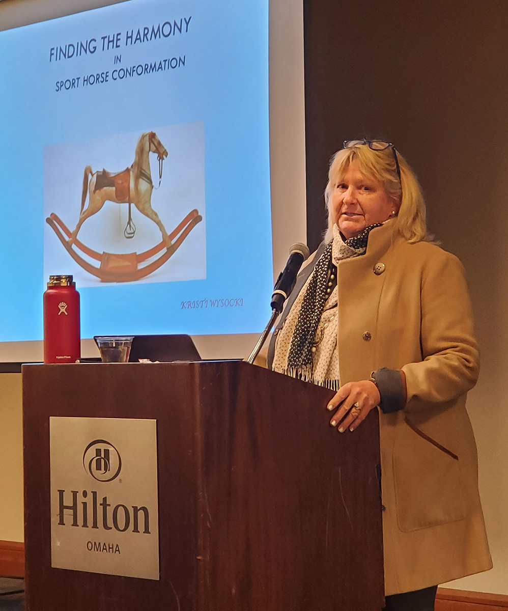 FEI dressage and para-dressage judge Kristi Wysocki speaking at the 2023 USDF Convention