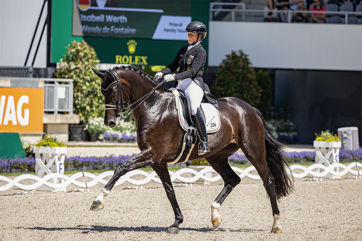 The most decorated dressage rider of all time, Isabell Werth of Germany, riding Wendy.
