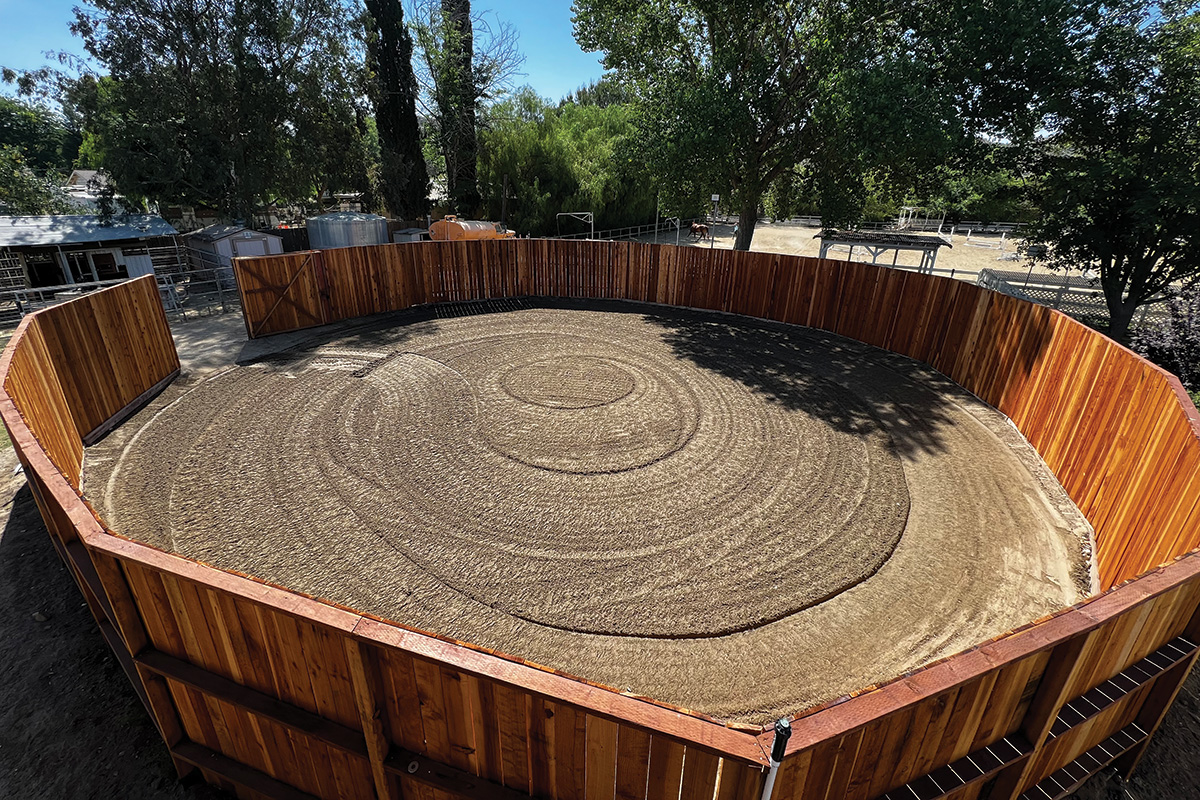 A round pen at Win Place Homer built from funding from Reimagining Racers