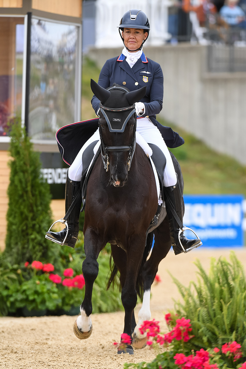 Tamie Smith riding Mai Baum in dressage at the 2023 Land Rover Kentucky Three-Day Event.