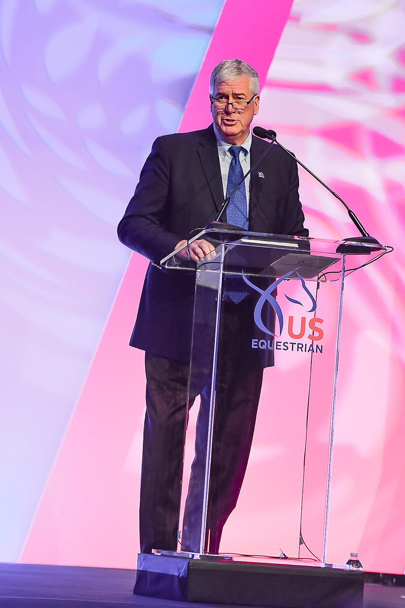 United States Equestrian Foundation President Tom O’Mara speaks at the 2024 convention