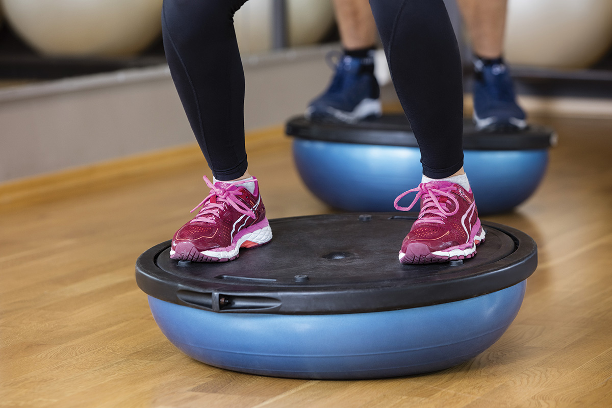 Standing on a BOSU ball