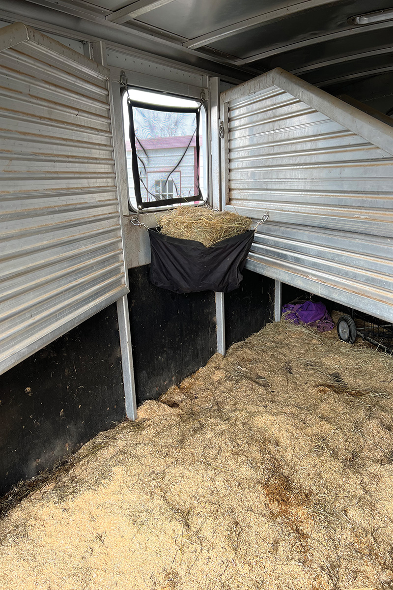 The inside of an equine van