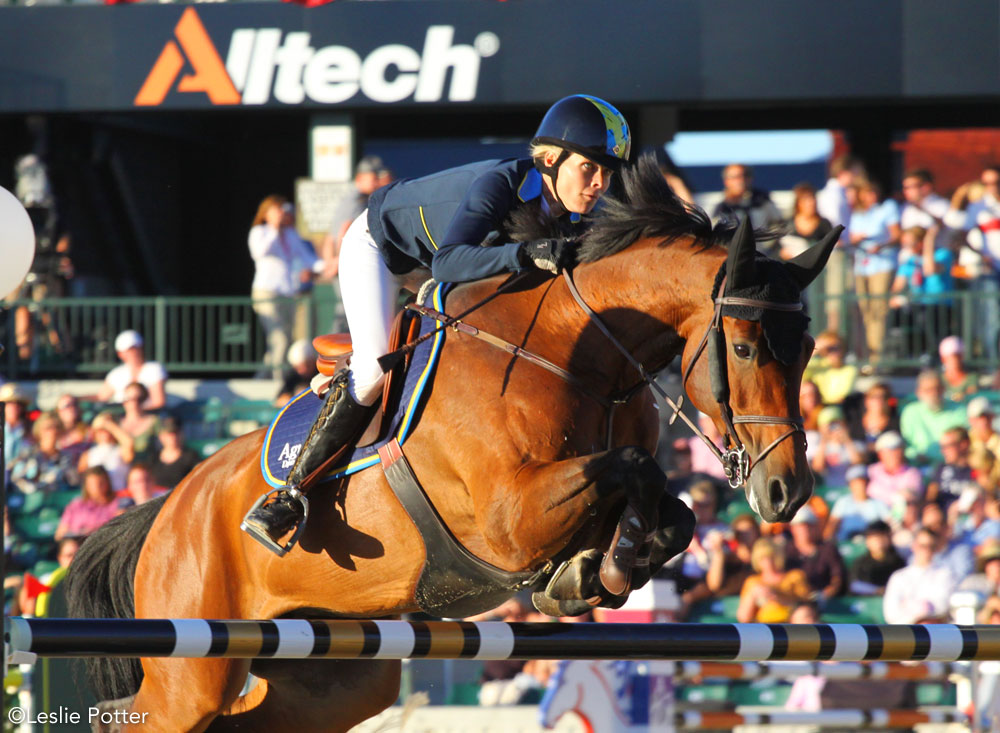 Swedish show jumper Malin Baryard-Johnsson riding H&M Actrice W, a Westphalian mare, at the 2010 Alltech FEI World Equestrian Games.