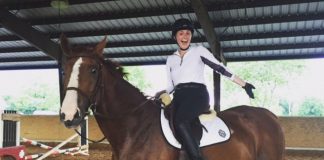 Riding a lesson horse