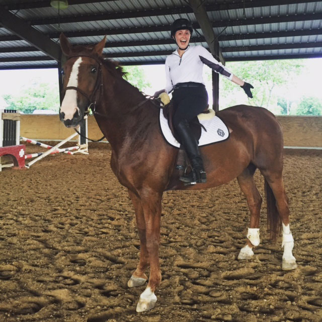 Riding a lesson horse