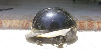 broken helmet