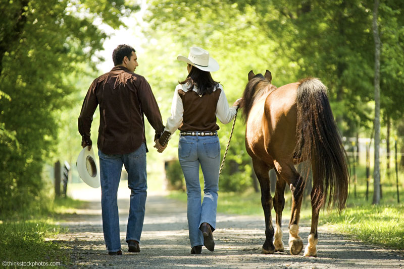 Couple with a horse