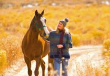 woman horse autumn