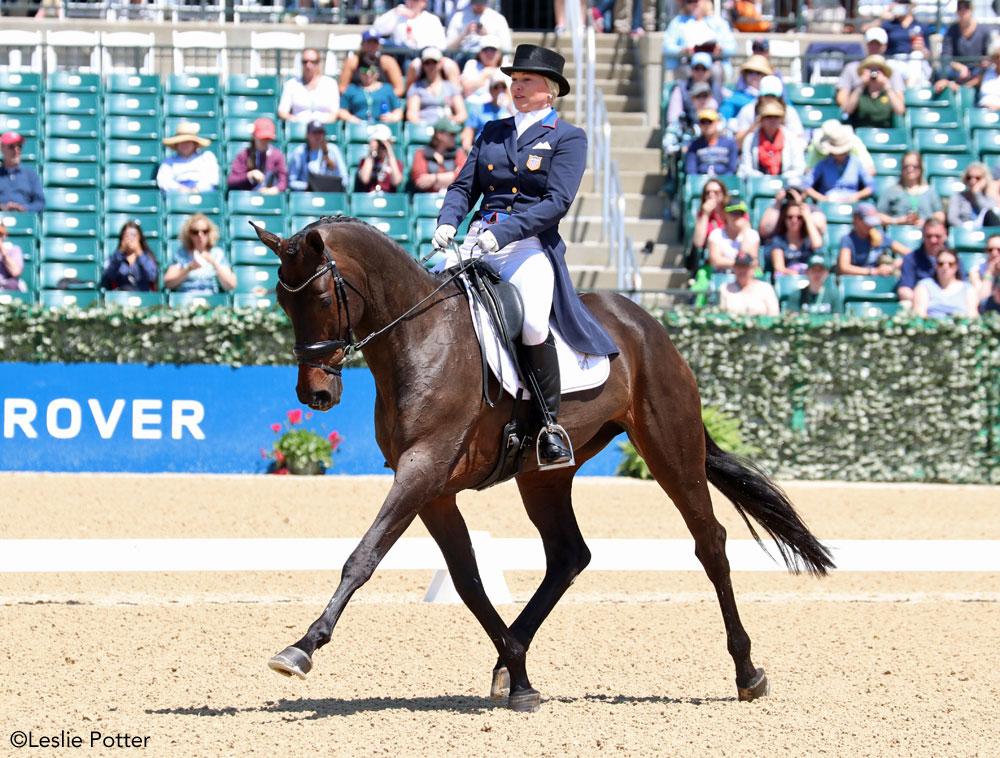 Marilyn Little and RF Scandalous in the 2018 Land Rover Kentucky dressage class.