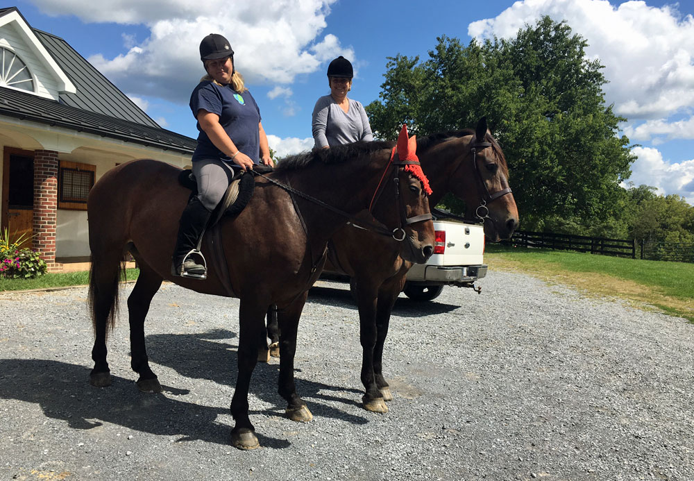 Getting ready to ride the horses through Shenandoah Valley.