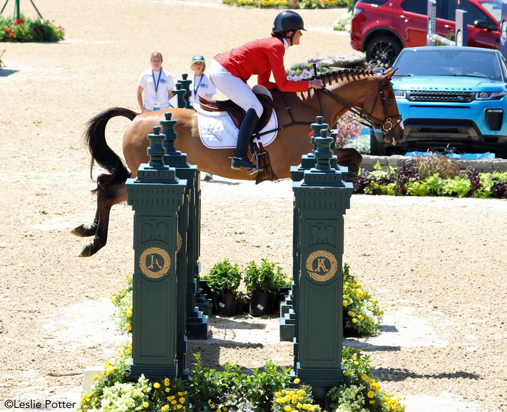 Lauren Kieffer and Vermiculus in the 2018 Land Rover Kentucky jumping class.