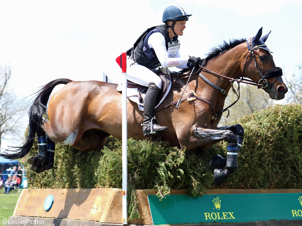 Lynn Symansky and Donner in the 2018 land rover kentucky cross-country class.