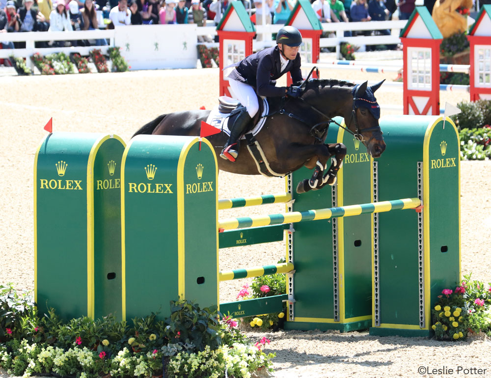 Michael Jung and fischerRocana FST in the 2018 Land Rover Kentucky jumping class.