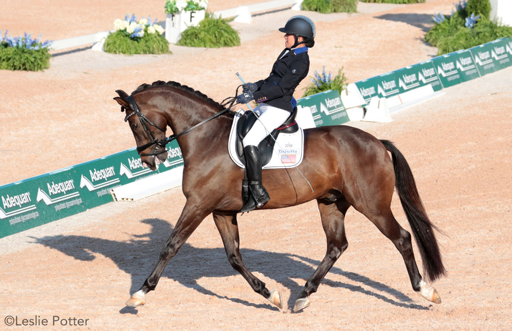 Rebecca Hart riding El Corona Texel in para-dressage at WEG