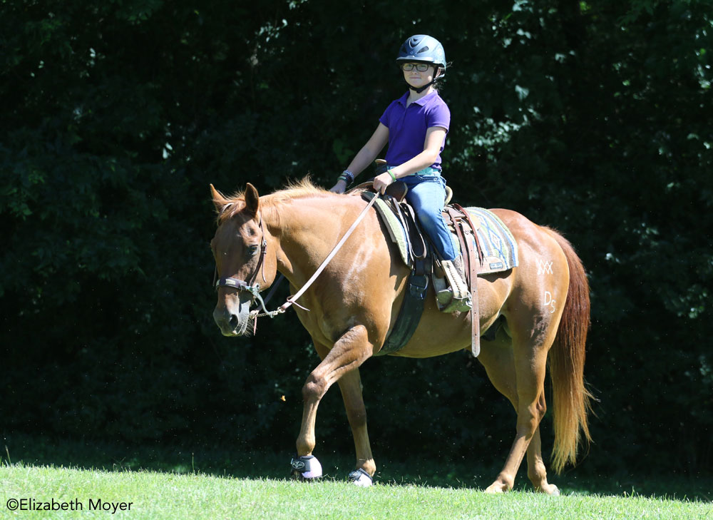 Young rider trail riding in western tack
