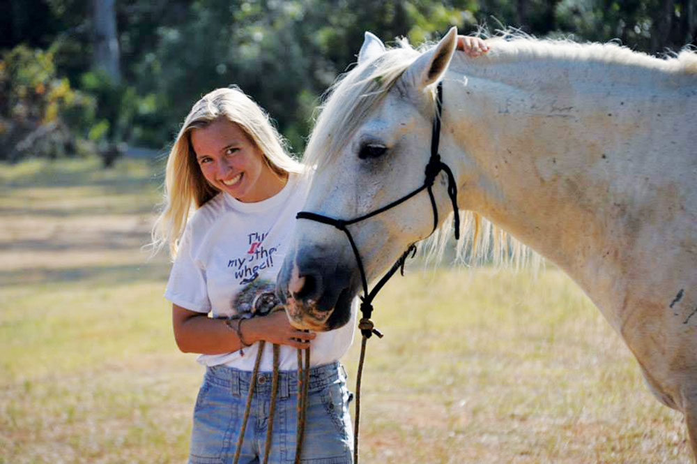 Michelle Deden with her Mustang, Lightning Bolt