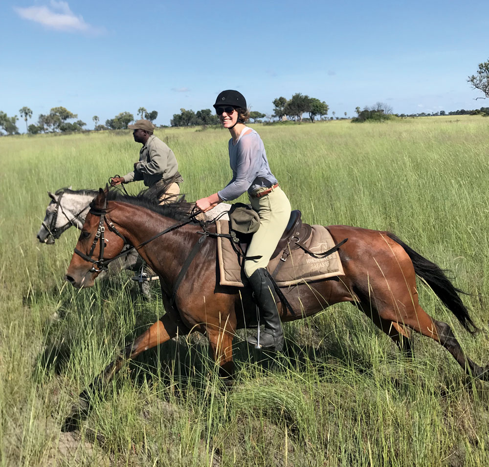 Horseback riders on safari in Botswana