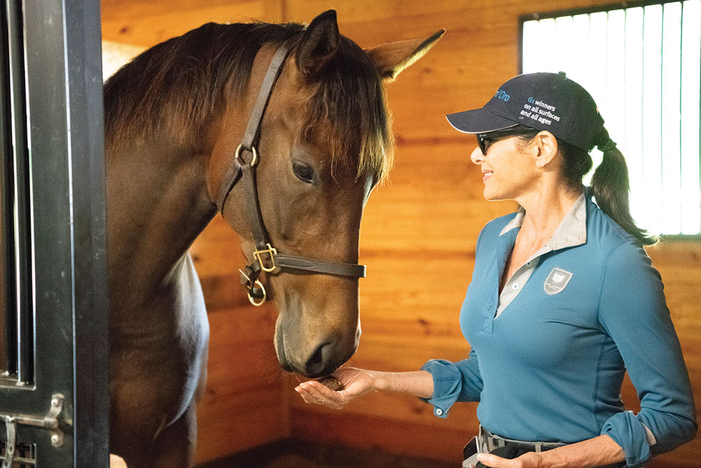 Thoroughbred mare Viva Sheila with owner Sheila Rosenblum 